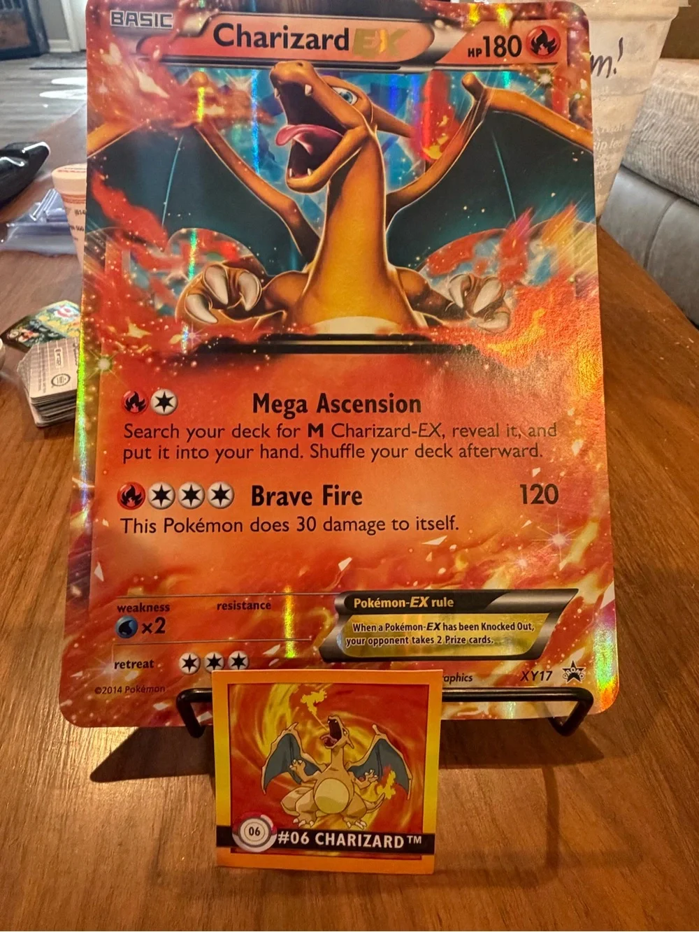 Pokemon Charizard Framed Holographic Card - Orange, Yellow, Black